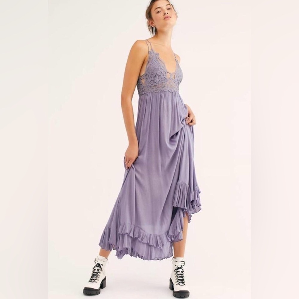 Free People Lilac Lace-Top Maxi Dress